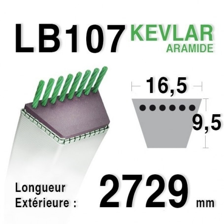 Courroie lb107 - 16,5 mm x 2729 mm