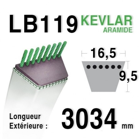 Courroie lb119 - 16,5 mm x 3034 mm