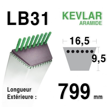 Courroie lb31 - 16,5 mm x 799 mm