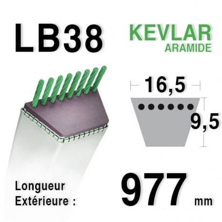 Courroie lb38 - 16,5 mm x 977 mm