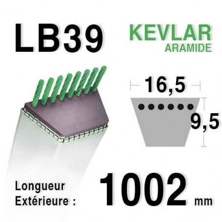 Courroie lb39 - 16,5 mm x 1002 mm