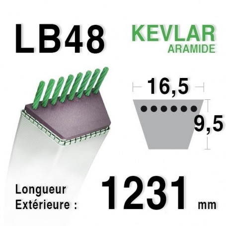 Courroie lb48 - 16,5 mm x 1231 mm