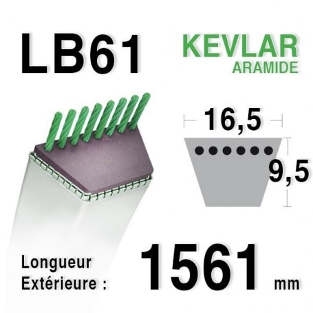 Courroie lb61 - 16,5 mm x 1561 mm