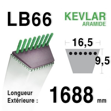 Courroie lb66 - 16,5 mm x 1688 mm