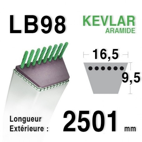 Courroie lb98 - 16,5 mm x 2501 mm