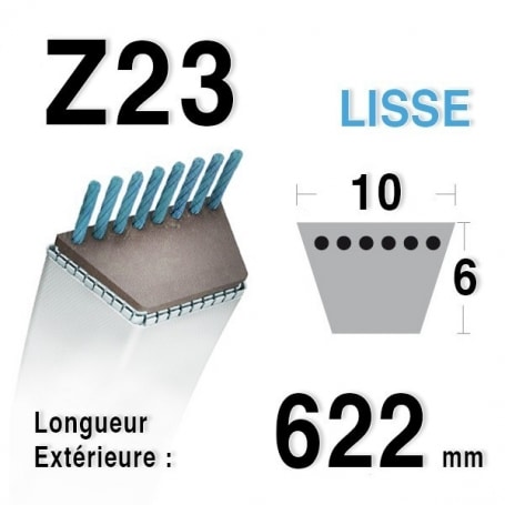 Courroie Z23 - 10 mm x 622 mm