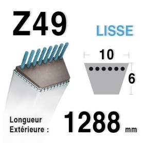 Courroie Z49 - trapézoidale 10 mm x 1288 mm