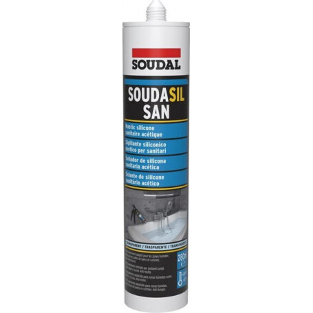 Silicone sanitaire acétique transparent 280mL SOUDAL 128791SOU