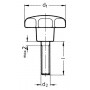 Poignée M6 x 32mm tige 25mm UNIVERSEL 6336S0632