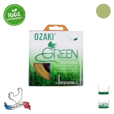Coque fil nylon oxo-biodégradable OZAKI green rond - 2,40 mm x 15m - qualité professionnelle - fabrication française
