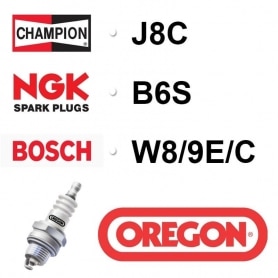 Bougie OREGON - CHAMPION j8c NGK b6s BOSCH w8/9e/c