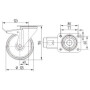 Roulettes pivotantes en acier inoxydable à bandage en matière synthétique TENTE 8477UOO125P62