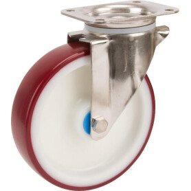 Roulettes pivotantes en acier inoxydable à bandage en matière synthétique TENTE 8470UAD125P62