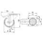 Roulettes pivotantes à bandage en polyamide gris et anneau central en caoutchouc TENTE 3477HUR100P62