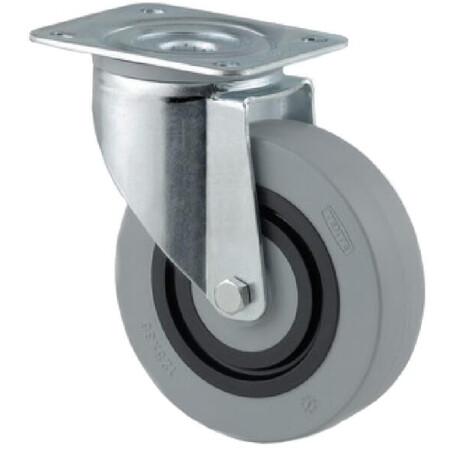 Roulettes pivotantes à bandage en polyamide gris et anneau central en caoutchouc TENTE 3470HUR100P62