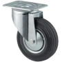 Roulettes pivotantes à bandage en caoutchouc noir TENTE 3470DVJ100P62