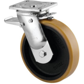 Roulette pivotante, chape et platine en acier mécano-soudé, zingué bleu TENTE 9682FTP125P63