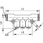 Distributeur en T à trois sorties UNIVERSEL TMC64446P