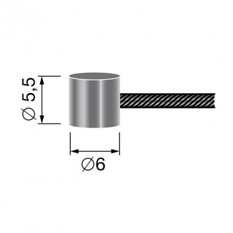 Cavo per nipplo tonneau 6mm x 5,5 mm