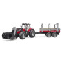 Tracteur miniature Massey Ferguson 7480 avec chargeur frontal et remorque à bois BRUDER U02046