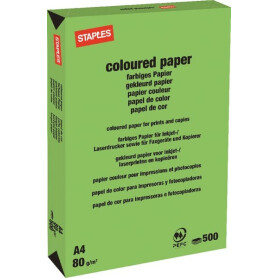 Papier A4 - 500 feuilles - vert gazon STAPLES 600316ST