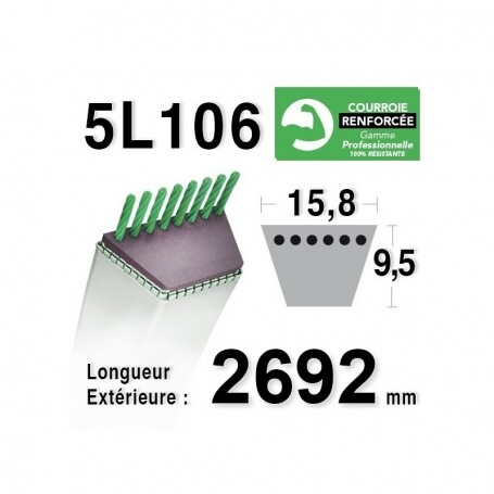 Courroie 5L1060 - 5L106 - MTD 754-0631 - 7540631 - 954-0631 - 9540631