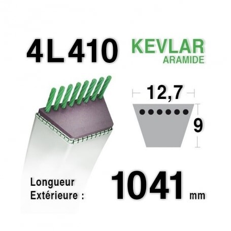 COURROIE 4L410 - 4L41 - HUSQVARNA 519653058 - JOHN DEERE AM35380-M43795-M75746 - MTD 7540201-7540234