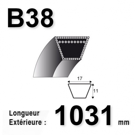 COURROIE B38 - TRAPÉZOIDALE 17 MM X 1031 MM