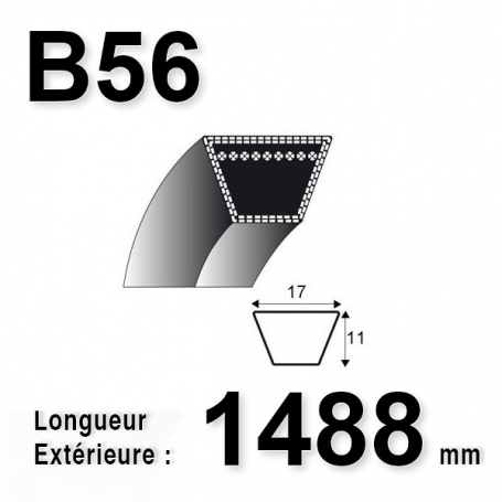 COURROIE B56 - TRAPÉZOIDALE 17 MM X 1488 MM