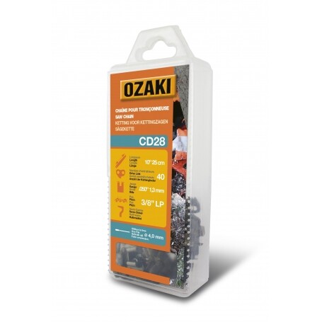 Chaîne de tronçonneuse semi carrée 3/8"LP 050 (1,3mm) 40 entraîneurs (E40) OZAKI