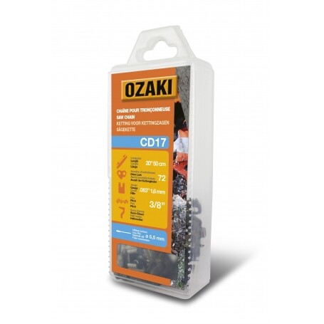 Chaîne de tronçonneuse semi carrée 3/8" 063 (1,6mm) 72 entraîneurs (E72) OZAKI