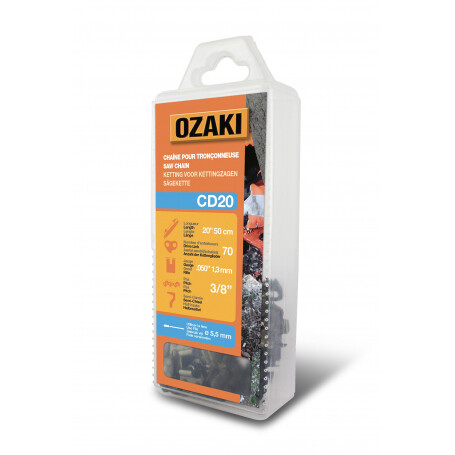 Chaîne de tronçonneuse semi carrée 3/8" 050 (1,3mm) 70 entraîneurs (E70) OZAKI