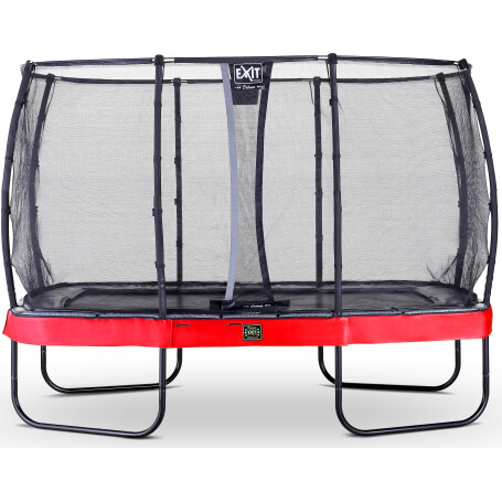 EXIT Trampoline Elegant Premium de 214x366cm avec filet de sécurité Deluxe - rouge