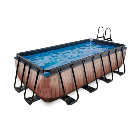 EXIT Piscine Wood 400x200cm avec pompe de filtration à sable - marron