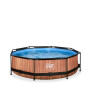 EXIT Piscine couverte Wood ø300x76cm avec pompe filtrante - marron
