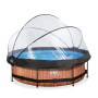 EXIT Piscine couverte Wood ø300x76cm avec pompe filtrante - marron