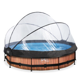 EXIT Piscine Wood ø360x76cm avec pompe filtrante - marron