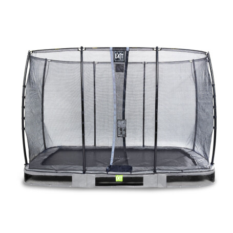 EXIT Trampoline enterré Elegant de 214x366cm avec filet de sécurité Economy - gris