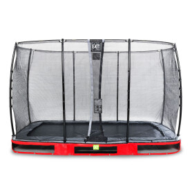 EXIT Trampoline enterré Elegant de 244x427cm avec filet de sécurité Economy - rouge