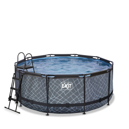 EXIT Piscine Stone ø360x122cm avec pompe de filtration à sable - grise