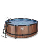 EXIT Piscine Wood ø360x122cm avec pompe de filtration à sable - marron
