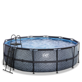 EXIT Piscine Stone ø450x122cm avec pompe de filtration à sable - grise