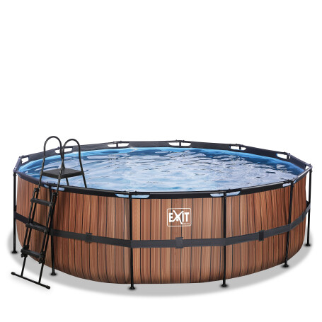 EXIT Piscine Wood ø450x122cm avec pompe de filtration à sable - marron