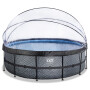 EXIT Piscine couverte Stone ø450x122cm avec pompe de filtration à sable et à chaleur - grise