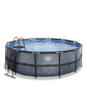 EXIT Piscine Stone ø427x122cm avec pompe filtrante - grise