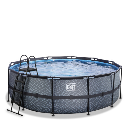 EXIT Piscine Stone ø427x122cm avec pompe filtrante à sable - grise