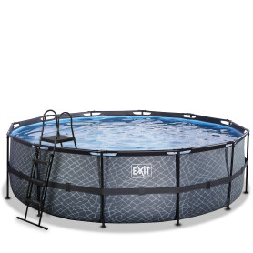 EXIT Piscine Stone ø488x122cm avec pompe filtrante - grise