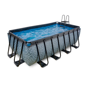 EXIT Piscine Stone 400x200x122cm avec pompe filtrante à sable - grise