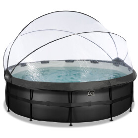 EXIT Piscine couverte Black Leather ø450x122cm avec pompe filtrante à sable - noir