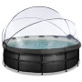 EXIT Piscine couverte Black Leather ø450x122cm avec pompe filtrante à sable - noir